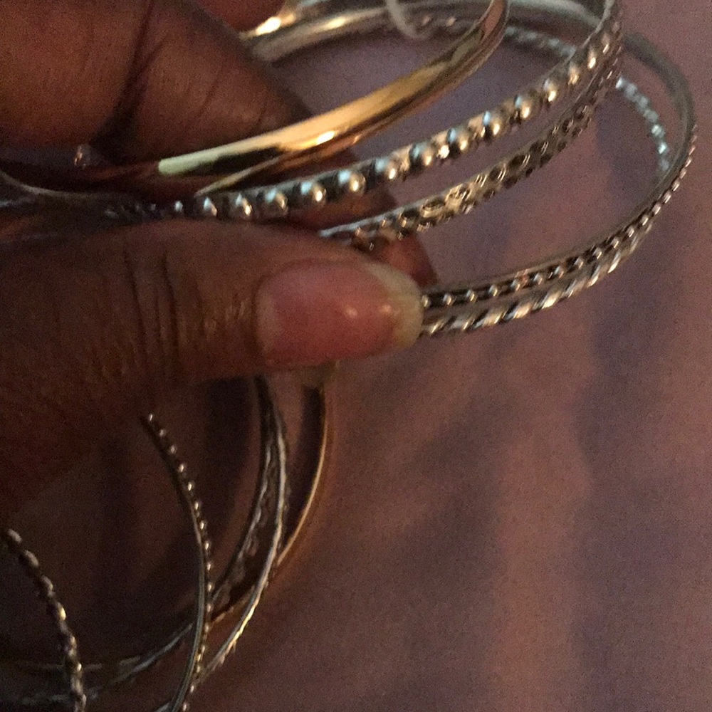 Set of 5 Bangles Silver& Gold - Picture 5 of 5